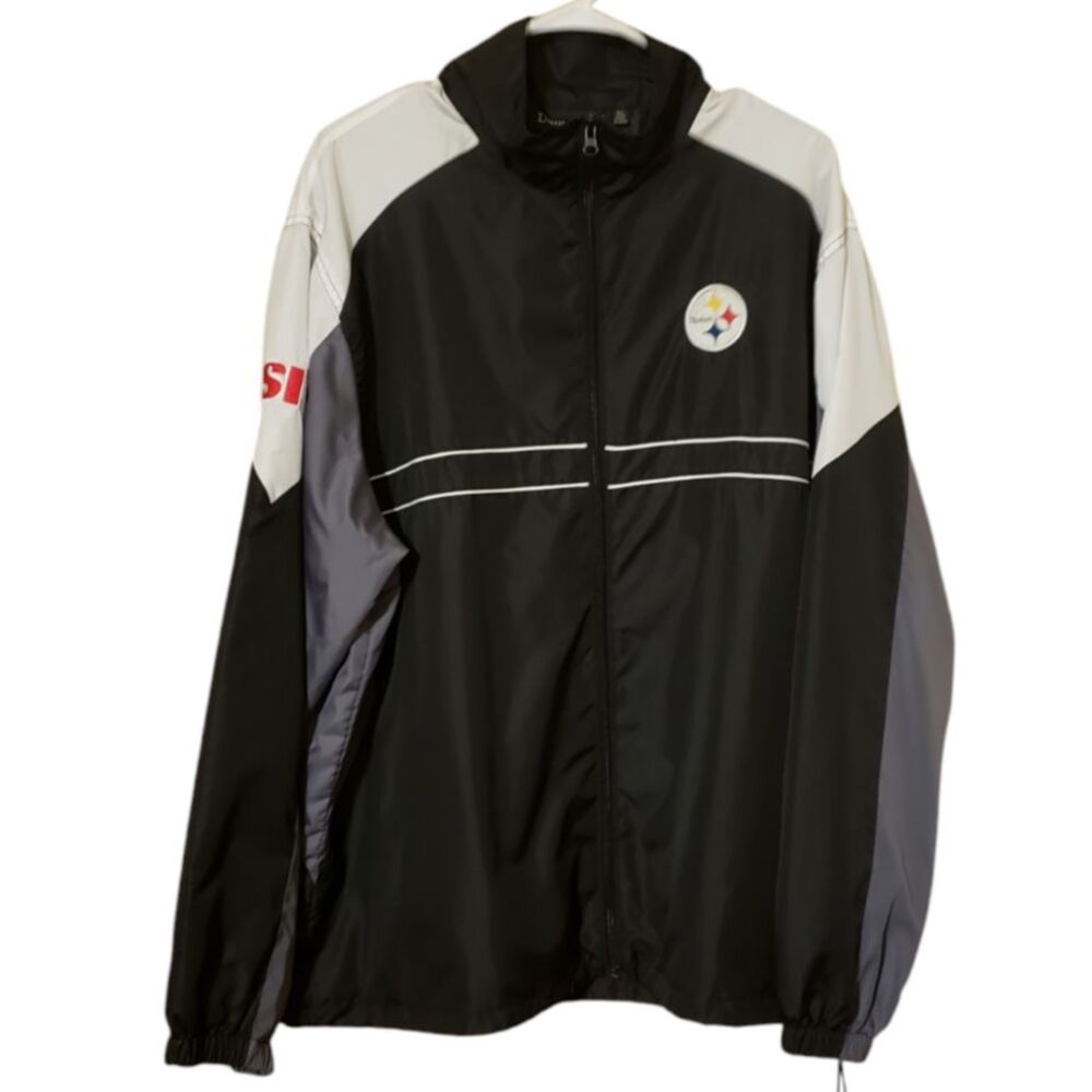 Pittsburgh Steelers Jacket Men's XL Dunbrooke Black Lightweight Rain Full Zip LN